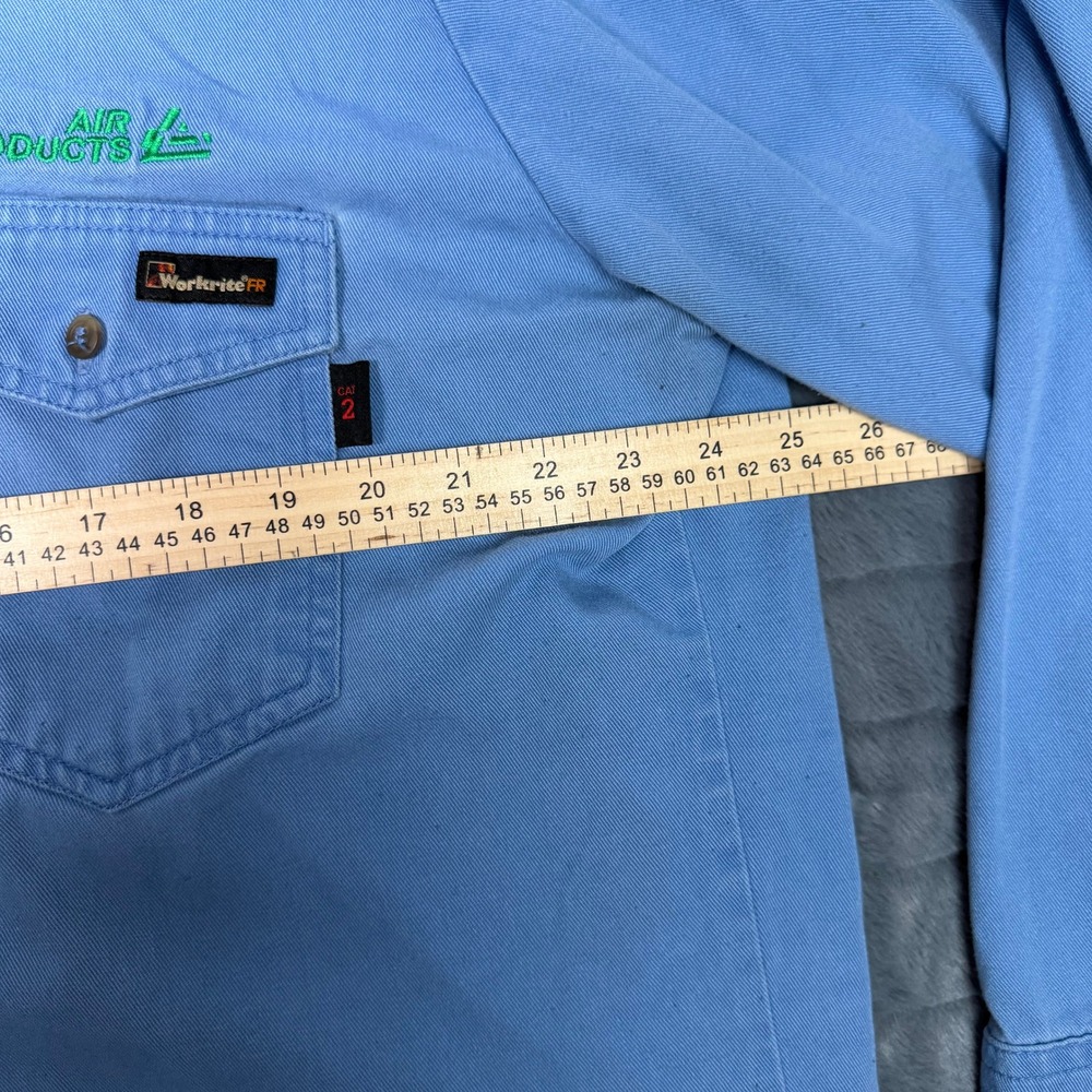 Workrite FR Button Down Shirt Mens XL Blue Flame Resistant CAT 2 Westex - Picture 3 of 11